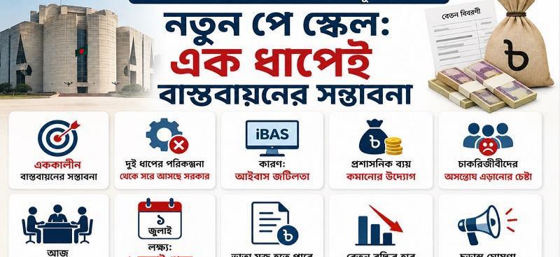 পে-স্কেল দুই ধাপে নয়, একবারেই বাস্তবায়নের পরিকল্পনা