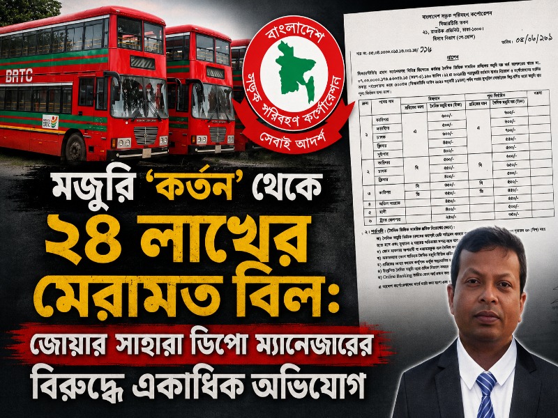 ‘এই টাকা আমি একা খাই না, চেয়ারম্যানকে দিয়ে খাই’: বিআরটিসি ডিপো ম্যানেজারের কথিত বক্তব্য ঘিরে তোলপাড়